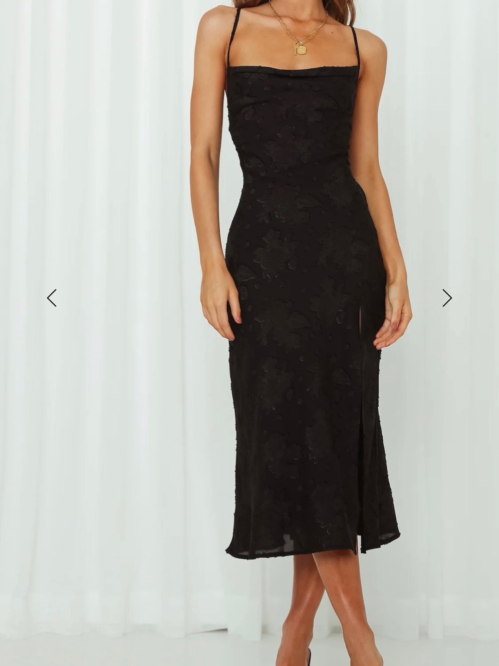 Hello Molly Black Spaghetti Strap Midi Dress